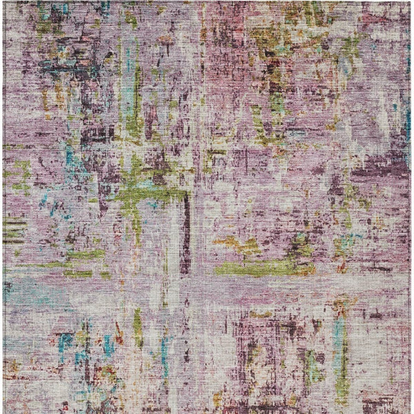 Homeroots 3' Stylish Lavender Green And Blue Abstract Washable Indoor Outdoor Area Rug For Versatile Spaces 10' X 14' Polyester 605960