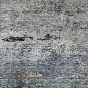 Homeroots 3' Stylish Navy Blue Gray And Black Abstract Washable Indoor Outdoor Area Rug For Any Space 3' X 5' Polyester 605961