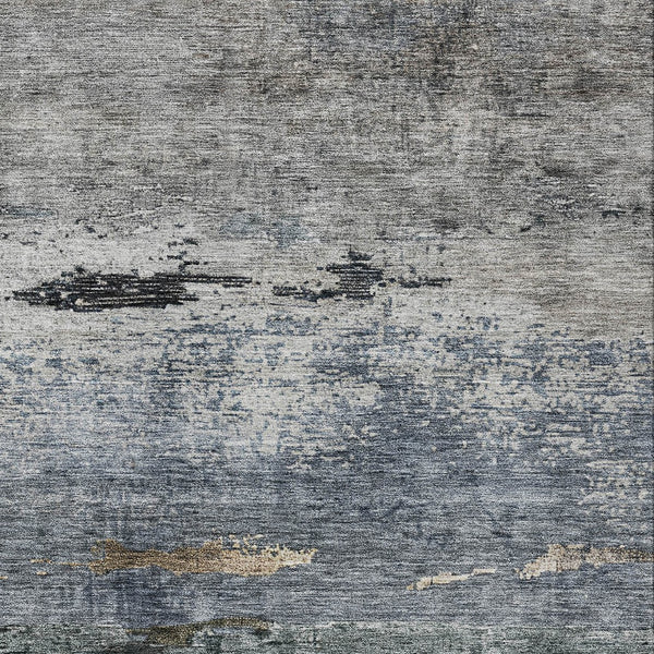 Homeroots 3' Stylish Navy Blue Gray And Black Abstract Washable Indoor Outdoor Area Rug For Any Space 3' X 5' Polyester 605961