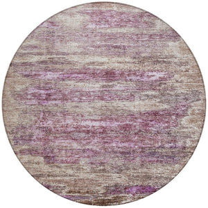 Homeroots 3' Blush Brown And Beige Abstract Washable Area Rug For Indoor And Outdoor Spaces, Durable Design 8' Round Polyester 605969