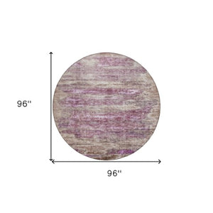 Homeroots 3' Blush Brown And Beige Abstract Washable Area Rug For Indoor And Outdoor Spaces, Durable Design 8' Round Polyester 605969