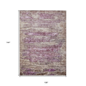 Homeroots 3' Blush Brown And Beige Abstract Washable Area Rug For Indoor And Outdoor Spaces, Durable Design 9' X 12' Polyester 605971