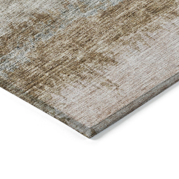 Homeroots 3' Stylish Beige Brown And Gray Abstract Washable Area Rug For Indoor And Outdoor Use, Durable Design 3' X 5' Polyester 605973