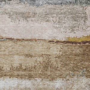 Homeroots 3' Stylish Beige Brown And Gray Abstract Washable Area Rug For Indoor And Outdoor Use, Durable Design 10' X 14' Polyester 605978