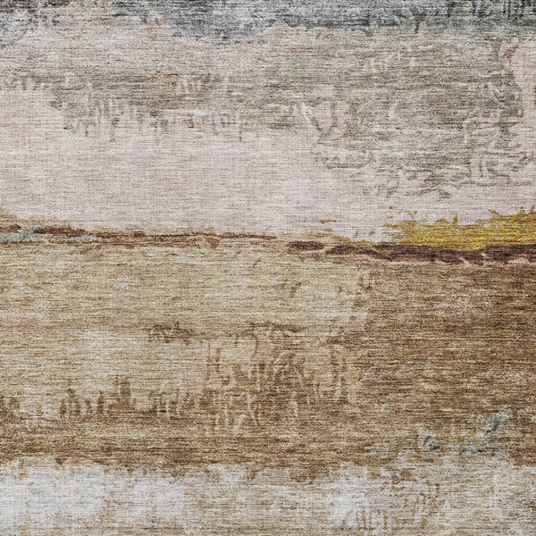 Homeroots 3' Stylish Beige Brown And Gray Abstract Washable Area Rug For Indoor And Outdoor Use, Durable Design 10' X 14' Polyester 605978