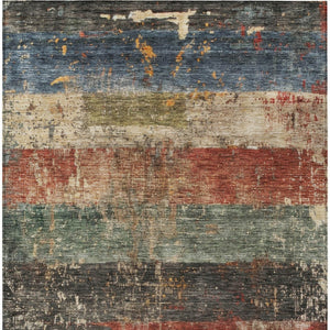 Homeroots 3' Striped Fern Green And Terra Cotta Washable Area Rug Perfect For Indoor & Outdoor Spaces 3' X 5' Polyester 605979