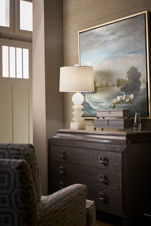 Wildwood Ziegfeld Natural White Alabaster Lamp With Antique Brass Mounting — Slim 30.5" Tapered Ambient Light 60598