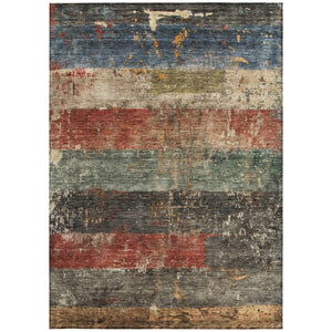 Homeroots 3' Striped Fern Green And Terra Cotta Washable Area Rug Perfect For Indoor & Outdoor Spaces 5' X 8' Polyester 605980