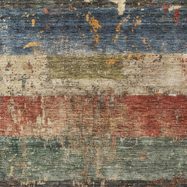 Homeroots 3' Striped Fern Green And Terra Cotta Washable Area Rug Perfect For Indoor & Outdoor Spaces 8' X 10' Polyester 605982