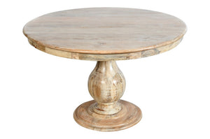 HomeRoots 48 Inch Solid Wood Round Dining Table with Pedestal Base for Everyday Gatherings 605985