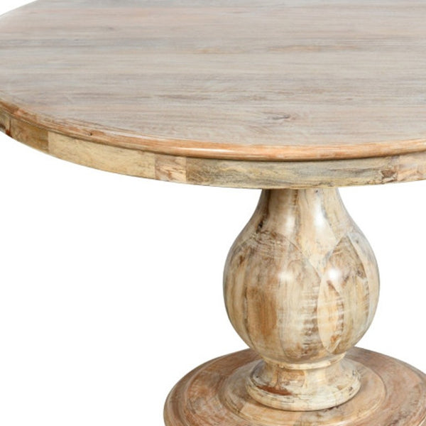 48 Inch Solid Wood Round Dining Table with Pedestal Base for Everyday Gatherings