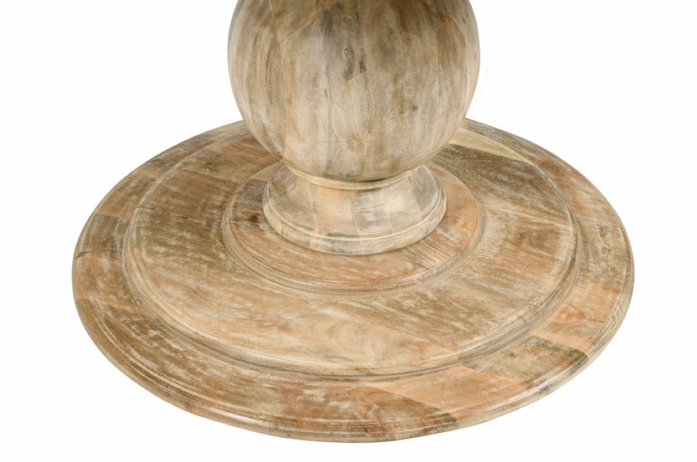 HomeRoots 60 Inch Solid Wood Round Dining Table with Pedestal Base for Family Gatherings Natural - A 605986