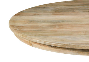 60 Inch Solid Wood Round Dining Table with Pedestal Base for Family Gatherings