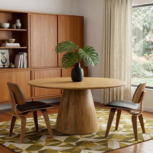 72 Inch Solid Wood Round Dining Table with Pedestal Base for Spacious Gatherings