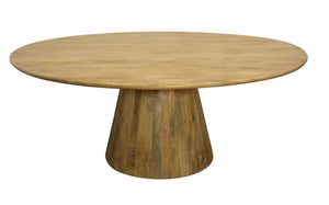 72 Inch Solid Wood Round Dining Table with Pedestal Base for Spacious Gatherings