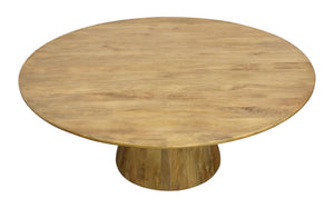72 Inch Solid Wood Round Dining Table with Pedestal Base for Spacious Gatherings
