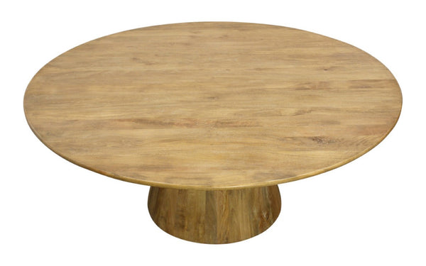 72 Inch Solid Wood Round Dining Table with Pedestal Base for Spacious Gatherings