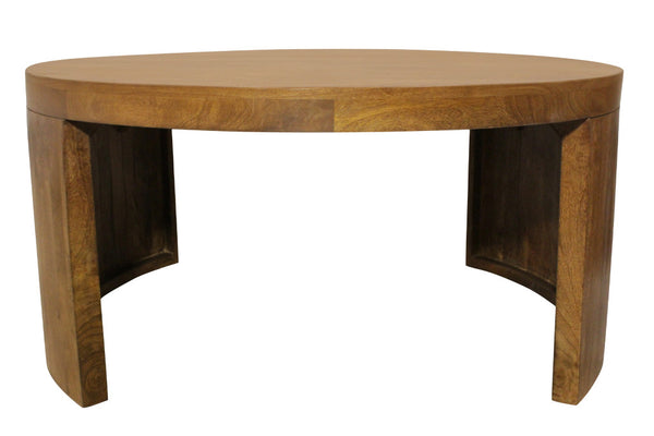 Homeroots Set Of Two Walnut Round Nested Coffee Tables - Distressed Solid Wood Design For Rustic Charm   605988