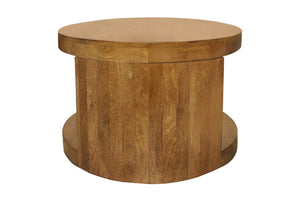 Homeroots Set Of Two Walnut Round Nested Coffee Tables - Distressed Solid Wood Design For Rustic Charm   605988