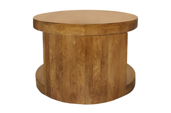 Homeroots Set Of Two Walnut Round Nested Coffee Tables - Distressed Solid Wood Design For Rustic Charm   605988