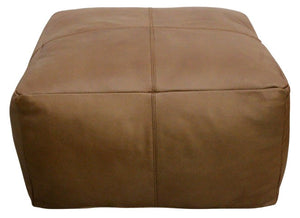 Homeroots 22" Brown Genuine Leather Pouf Ottoman - Chic Multi-functional Accent For Stylish Living Spaces   605990