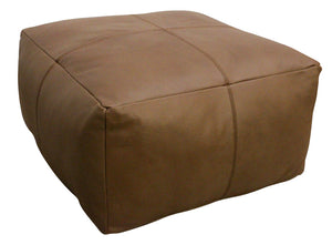Homeroots 22" Brown Genuine Leather Pouf Ottoman - Chic Multi-functional Accent For Stylish Living Spaces   605990