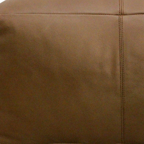 Homeroots 22" Brown Genuine Leather Pouf Ottoman - Chic Multi-functional Accent For Stylish Living Spaces   605990