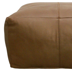 Homeroots 22" Brown Genuine Leather Pouf Ottoman - Chic Multi-functional Accent For Stylish Living Spaces   605990