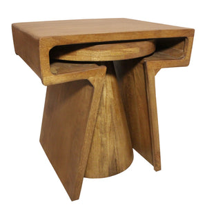 HomeRoots Set of Two Rustic Walnut Distressed Solid Wood Nested Tables for Versatile Home Decor Solutions 605991