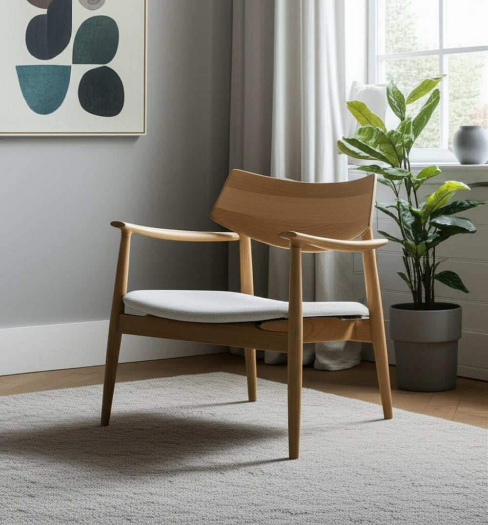 HomeRoots 27" Cream Upholstered Arm Chair with Solid Wood Frame - Stylish Comfort for Modern Interiors 605993