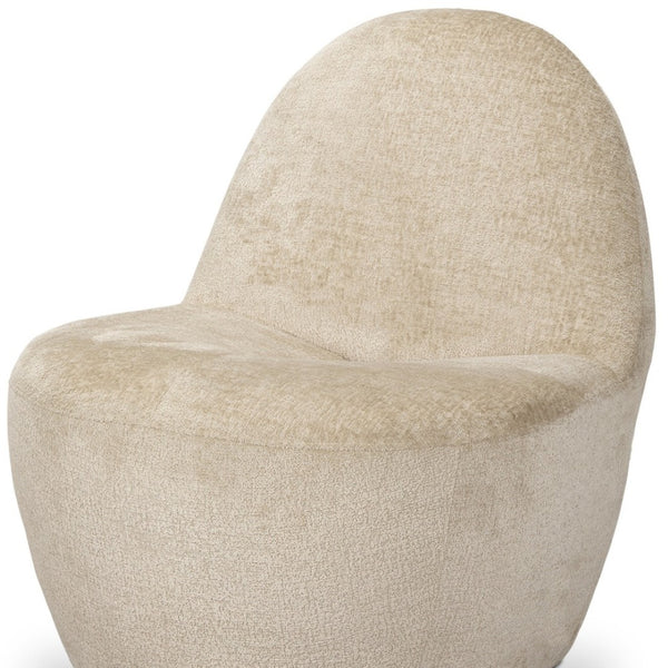 HomeRoots 33" Plush Beige Chenille Slipper Chair – Modern Comfort for Living Rooms, Bedrooms, or Offices 605996