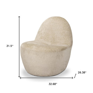 HomeRoots 33" Plush Beige Chenille Slipper Chair – Modern Comfort for Living Rooms, Bedrooms, or Offices 605996