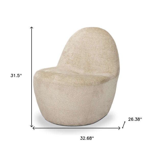 HomeRoots 33" Plush Beige Chenille Slipper Chair – Modern Comfort for Living Rooms, Bedrooms, or Offices 605996