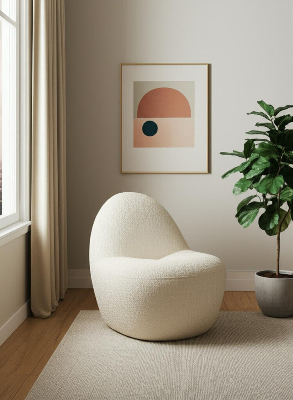 HomeRoots 33" Cream Boucle Slipper Chair - Chic Accent Seating for Small Spaces, Modern Comfort & Style 605997