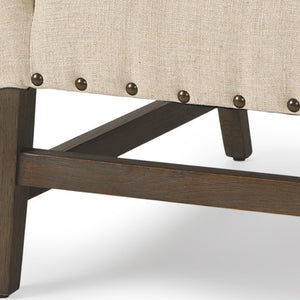 HomeRoots 30" Cream Linen Arm Chair with Solid Wood Frame - Stylish, Comfortable Accent for Any Room Decor 605998