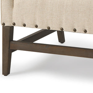 HomeRoots 30" Cream Linen Arm Chair with Solid Wood Frame - Stylish, Comfortable Accent for Any Room Decor 605998
