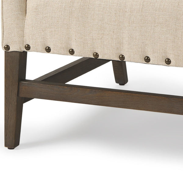 HomeRoots 30" Cream Linen Arm Chair with Solid Wood Frame - Stylish, Comfortable Accent for Any Room Decor 605998