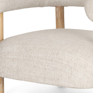 HomeRoots 31" Cream Linen Barrel Chair with Solid Wood Frame – Modern Comfort for Living Rooms & Offices 605999