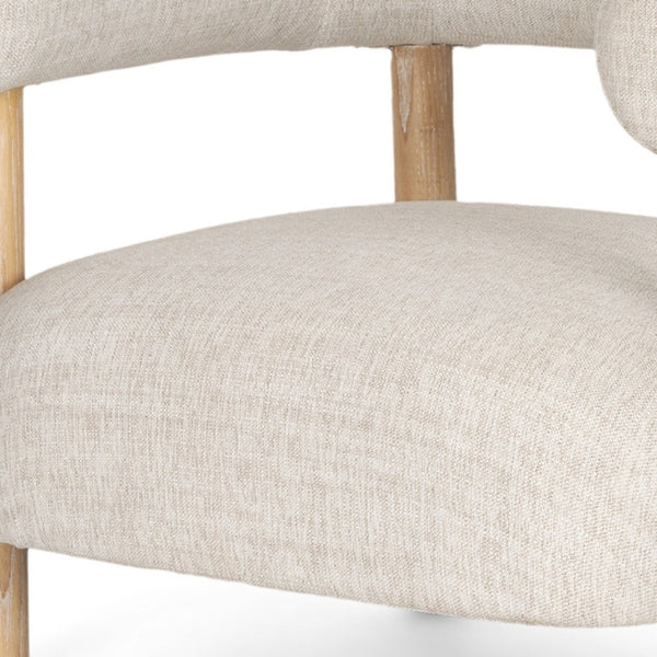 HomeRoots 31" Cream Linen Barrel Chair with Solid Wood Frame – Modern Comfort for Living Rooms & Offices 605999