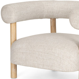 HomeRoots 31" Cream Linen Barrel Chair with Solid Wood Frame – Modern Comfort for Living Rooms & Offices 605999