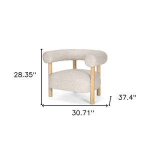 HomeRoots 31" Cream Linen Barrel Chair with Solid Wood Frame – Modern Comfort for Living Rooms & Offices 605999