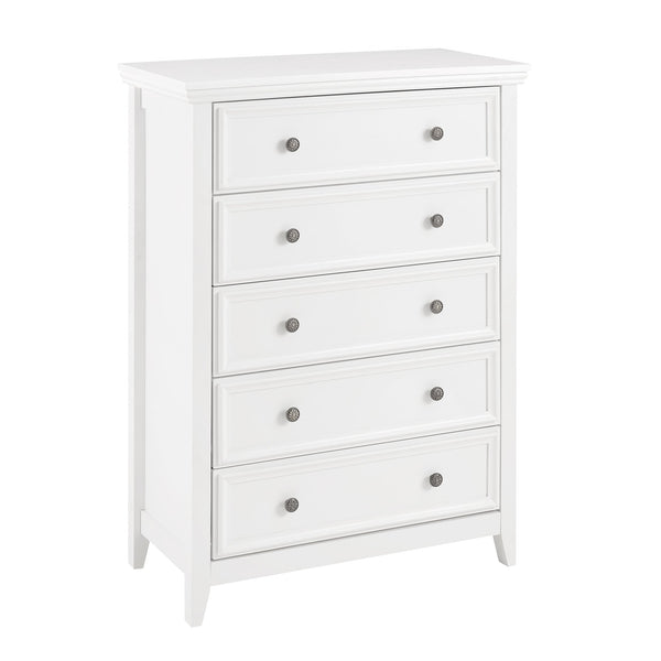 English Elm Modern 5 Drawers Dresser with Smooth Glide Drawers, Stylish Metal Handles & Unique Stable Feet Organizer for Bedroom and Living Room Storage (45.87"L x 20.08"W x 11.03"H) White W2275P149803