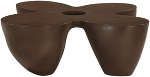 Meridian Furniture Fiore Sculptural Concrete Coffee Table Art Deco Organic Form for Indoor Outdoor Living Brown 605Brown-CT