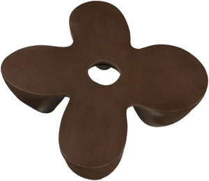 Meridian Furniture Fiore Sculptural Concrete Coffee Table Art Deco Organic Form for Indoor Outdoor Living Brown 605Brown-CT