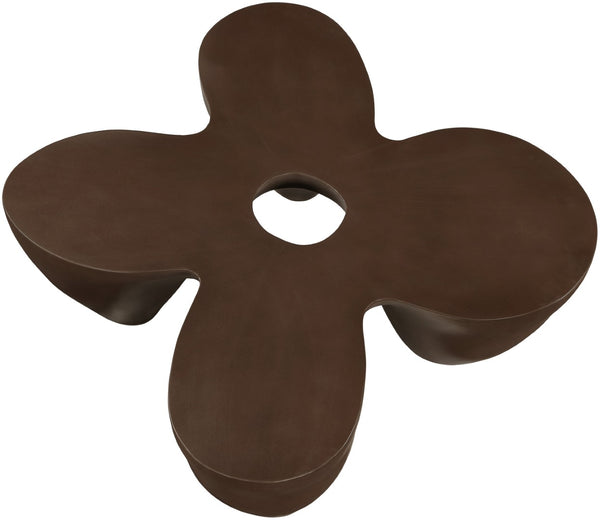 Meridian Furniture Fiore Sculptural Concrete Coffee Table Art Deco Organic Form for Indoor Outdoor Living Brown 605Brown-CT