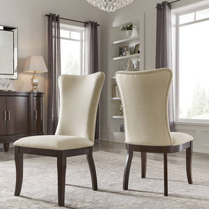 Carolina Nailhead Dining Chairs Beige Upholstered Set for Elegant Rooms