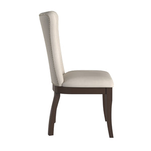 Carolina Nailhead Dining Chairs Beige Upholstered Set for Elegant Rooms