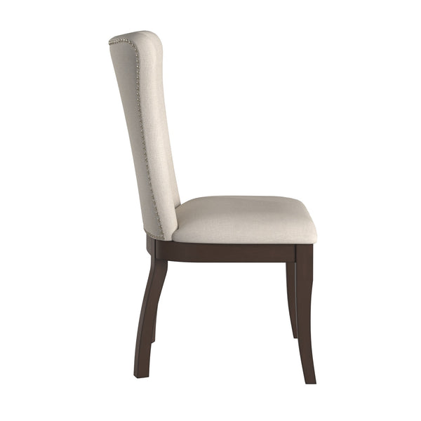 Carolina Nailhead Dining Chairs Beige Upholstered Set for Elegant Rooms