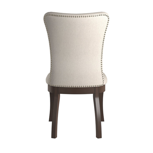 Carolina Nailhead Dining Chairs Beige Upholstered Set for Elegant Rooms