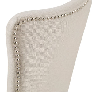 Carolina Nailhead Dining Chairs Beige Upholstered Set for Elegant Rooms